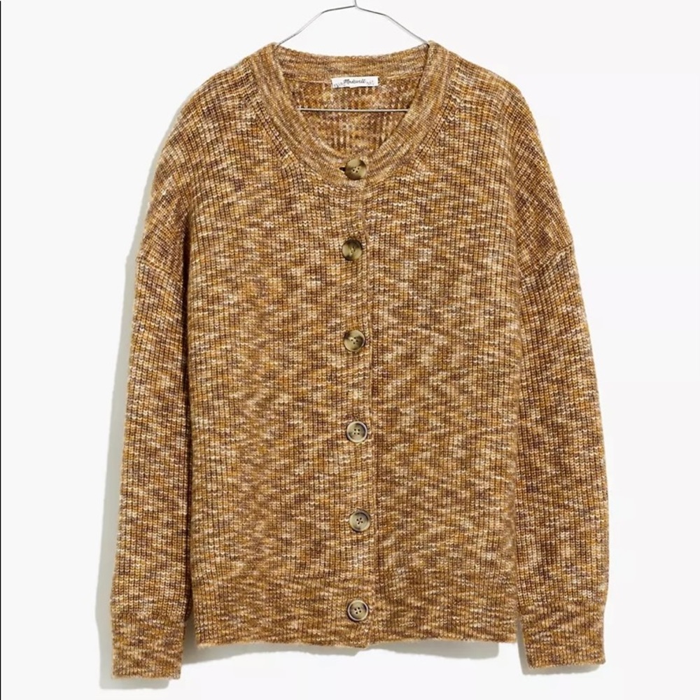 Madewell Space-Dyed Winstead Cardigan Sweater, M, Spacedye Butterscotch